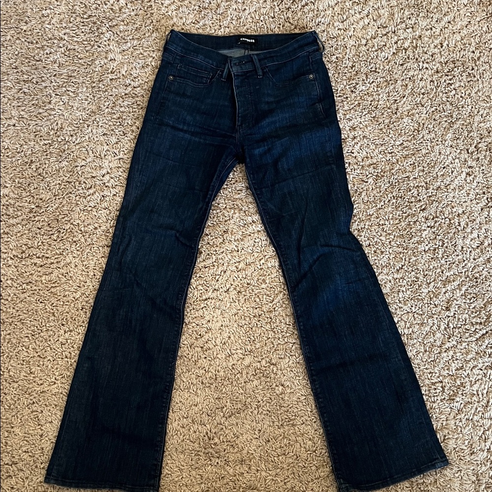 Express Dark Indigo Flare Jeans